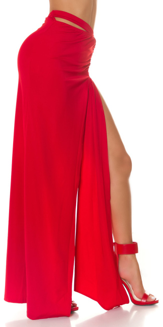 Musthave maxi rok met uitsparing rood